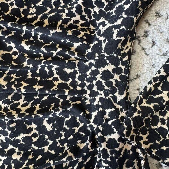 Lauren Ralph Lauren Women's 6P Dress Black & Beige‎ Abstract Pattern Polyester - Picture 4 of 4